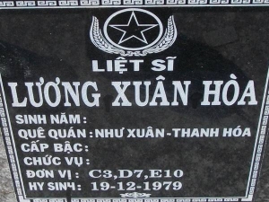 Nhắn tìm thân nhân liệt sỹ  Lương Xuân Hòa