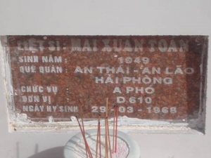 Nhắn tìm thân nhân liệt sỹ Mai Xuân Toán