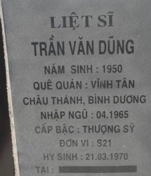 Tìm thân nhân liệt sĩ Trần Văn Dũng