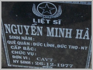 Nhắn tìm thân nhân liệt sỹ  Nguyễn Minh Hà