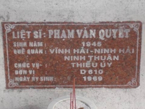 Nhắn tìm thân nhân liệt sỹ Phạm Văn Quyết