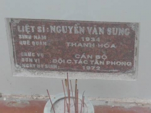 Nhắn tìm thân nhân liệt sỹ  Nguyễn Văn Sung