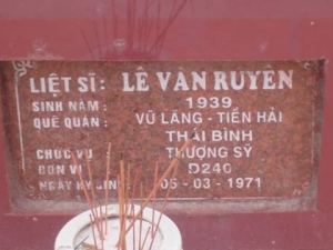 Nhắn tìm thân nhân liệt sỹ  Lê Văn Ruyên