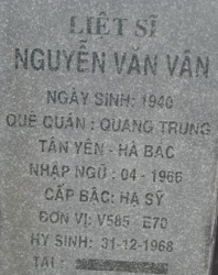 Tìm thân nhân liệt sĩ Nguyễn Văn Vân