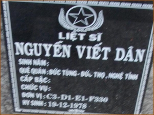 Nhắn tìm thân nhân liệt sỹ  Nguyễn Viết Dân