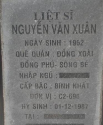 Tìm thân nhân liệt sĩ Nguyễn Văn Xuân