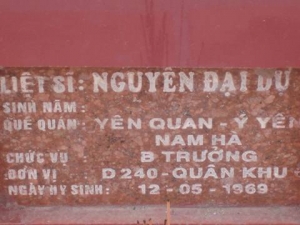 Nhắn tìm thân nhân liệt sỹ Nguyễn Đại Dự