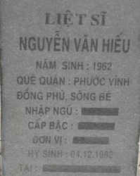 Tìm thân nhân liệt sĩ Nguyễn Văn Hiếu