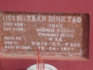 Nhắn tìm thân nhân liệt sỹ  Trần Đình Tạo