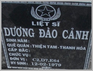 Nhắn tìm thân nhân liệt sỹ  Dương Đào Cảnh