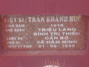 Nhắn tìm thân nhân liệt sỹ  Trần Khánh Huê