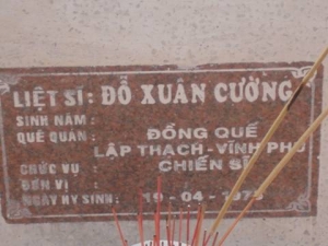 Nhắn tìm thân nhân liệt sỹ Đỗ Xuân Cường