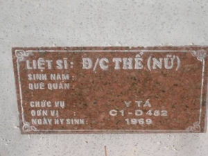 Nhắn tìm thân nhân liệt sĩ Thể 