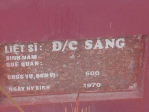 Nhắn tìm thân nhân liệt sĩ Sáng