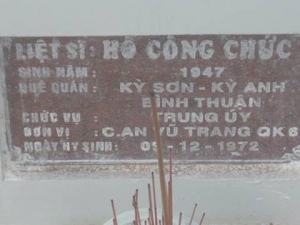 Nhắn tìm thân nhân liệt sỹ  Hồ Công Chức