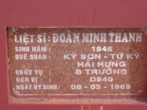 Nhắn tìm thân nhân liệt sỹ Đoàn Minh Thanh