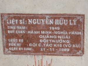 Nhắn tìm thân nhân liệt sỹ  Nguyễn Hữu Lý