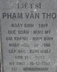 Tìm thân nhân liệt sĩ Phạm Văn Thọ