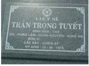 Tìm thân nhân liệt sĩ Trần Trọng Tuyết
