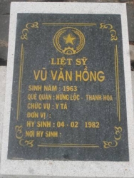 Nhắn tìm thân nhân liệt sỹ  Vũ Văn Hồng