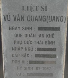 Tìm thân nhân liệt sĩ Vũ Văn Quang