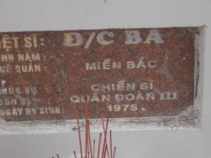 Nhắn tìm thân nhân liệt sỹ Ba