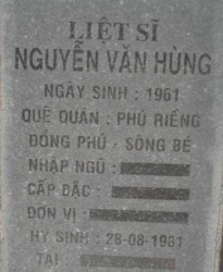 Tìm thân nhân liệt sĩ Nguyễn Văn Hùng