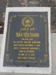 Nhắn tìm thân nhân liệt sỹ  Trần Tiến Thanh