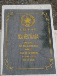 Nhắn tìm thân nhân liệt sĩ Nguyễn Văn Ba