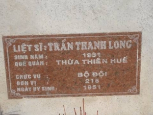 Nhắn tìm thân nhân liệt sỹ  Trần Thanh Long