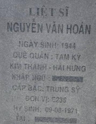 Tìm thân nhân liệt sĩ Nguyễn Văn Hoán