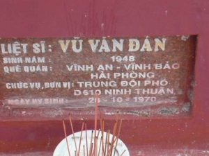 Tìm thân nhân liệt sĩ  Vũ Văn Đán