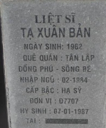 Tìm thân nhân liệt sĩ Tạ Xuân Bản