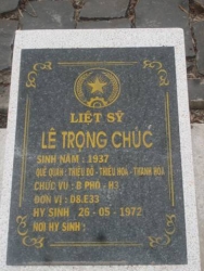 Nhắn tìm thân nhân liệt sỹ Lê Trọng Chúc