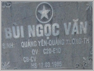 Nhắn tim thân nhân liệt sỹ Bùi Ngọc Văn