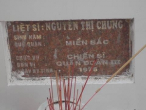 Nhắn tìm thân nhân liệt sỹ Nguyễn Thị Chung