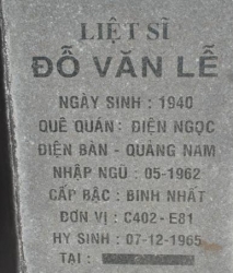 Tìm thân nhân liệt sĩ Đỗ Văn Lễ