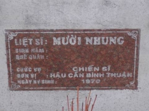 Nhắn tìm thân nhân liệt sĩ Mười Nhung