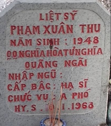 Tìm thân nhân liệt sĩ Phạm Xuân Thu