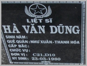 Nhắn tìm thân nhân liệt sỹ  Hà Văn Dũng