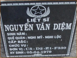 Nhắn tìm thân nhân liệt sỹ  Nguyễn Văn Diệm