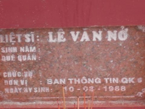 Nhắn tìm thân nhân liệt sĩ Lê Văn Nở