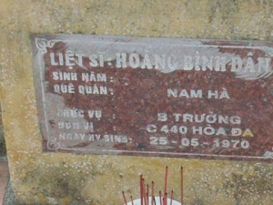 Nhắn tìm thân nhân liệt sỹ Hoàng Bình Dân