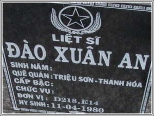 Nhắn tìm thân nhân liệt sỹ Đào Xuân An