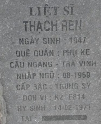 Tìm thân nhân liệt sĩ Thạch Ren