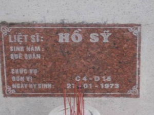 Nhắn tìm thân nhân liệt sĩ Hồ Sỹ