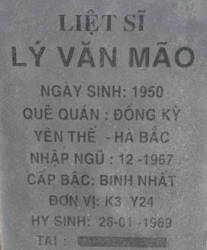 Tìm thân nhân liệt sĩ Lý Văn Mão