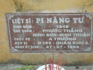 Nhắn tìm thân nhân liệt sỹ Pi Năng Tư