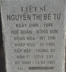 Tìm thân nhân liệt sĩ Nguyễn Thị Bé Tư
