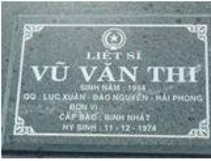 Tìm thân nhân liệt sĩ Vũ Văn Thi